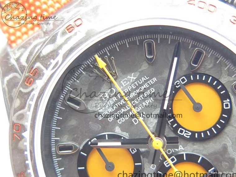 0503 AllSeason Daytona DIW Carbon OMF Best Edition Carbon Orange Dial on Orange Nylon Strap A 2845